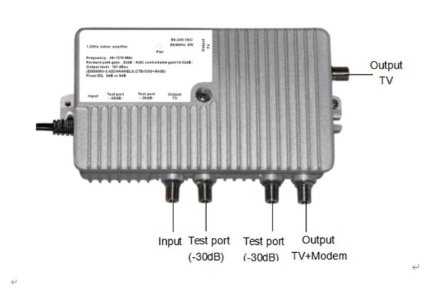 Amflificador RF 1 entrada 2 salida Ganacia 20 Dbi Doméstic voltaje 110